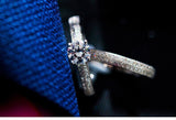 New Design Rose Gold Silver Color Round Cut AAA+ Quality Luxury Wedding Ring Set