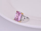 New Luxury Pink Designer Princess Cut AAA+ Quality CZ Diamonds Engagement Rings