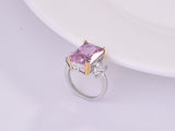 New Luxury Pink Designer Princess Cut AAA+ Quality CZ Diamonds Engagement Rings