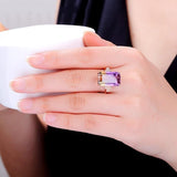 Luxury 925 silver Rectangle Tourmaline Gemstone Fashion Engagement Rings - Rings Universe