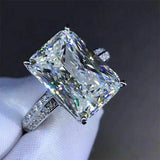 Captivating Luxury Silver Color Inlaid Big Square AAA+ CZ Diamonds Fashion Brilliant Rings - Rings Universe