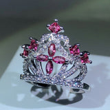 NEW Silver Boho color Big Crown AAAA Quality CZ Diamonds Promise Engagement Rings