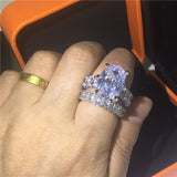 NEW Handmade Oval cut 8ct AAAA Quality Cubic Zirconia Diamonds Luxury Ring Set