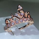 NEW Silver Birthstone Princess Jewelry Romantic Fashion AAAA Quality CZ Diamonds Crown Rings