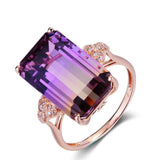 Luxury 925 silver Rectangle Tourmaline Gemstone Fashion Engagement Rings - Rings Universe