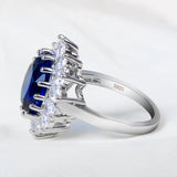 Elegant Fashionable Sunflower Design Oval Lab Sapphire Gemstone Rings - Rings Universe