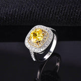 Dazzling New Luxury Yellow Color Cushion Cut AAA+ CZ Diamonds Fashion Rings - Rings Universe