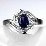Graceful Luxury Geometry Blue Oval AAAA Lab Sapphire Gemstone New Design Ring - Rings Universe