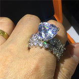 NEW Luxury Vintage Heart cut 8ct AAAA Quality CZ Diamonds Ring Sets