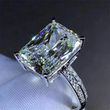 Captivating Luxury Silver Color Inlaid Big Square AAA+ CZ Diamonds Fashion Brilliant Rings - Rings Universe
