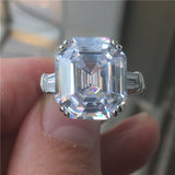 Handmade Silver Emerald cut 2ct Lab Diamond Engagement Wedding Ring