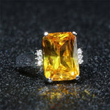 NEW VINTAGE RINGS - Geometry Rectangle Large Yellow Gemstones Fashion Vintage Rings