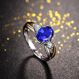 Superb Classic 925 Silver Luxury AAAA Rings With Oval Lab Sapphire Gemstone - Rings Universe