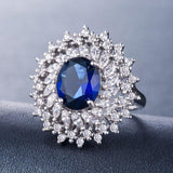 Delightful New Luxury Blue Color Oval Cut AAA+ Cubic Zirconia Diamonds Fashion Rings - Rings Universe