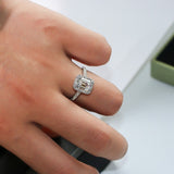 Handmade Silver Emerald cut 2ct Lab Diamond Engagement Wedding Ring