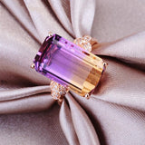 Luxury 925 silver Rectangle Tourmaline Gemstone Fashion Engagement Rings - Rings Universe
