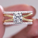 Glamorous Luxury Gold Silver Color Geometry AAA+ Cubic Zirconia Diamonds Fashion Rings - Rings Universe