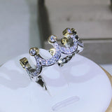 NEW Sterling Silver High Quality Gold Crown AAAA Quality Cz Diamonds Fashion Rings