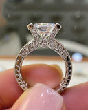 New Arrival - Luxury Halo silver color Round Cut Designer AAA+ Quality CZ Diamonds Rings