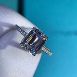 Handmade Silver Emerald cut 2ct Lab Diamond Engagement Wedding Ring