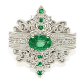 QUALITY RINGS Designer Luxury Green Round Retro Court Style AAA+ CZ Diamonds Rings - Rings Universe