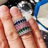 Stylish Colorful AAA+ Cubic Zirconia Diamonds Fashion Eternity Promise Rings - Rings Universe