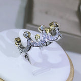 NEW Sterling Silver High Quality Gold Crown AAAA Quality Cz Diamonds Fashion Rings