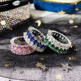 Stylish Colorful AAA+ Cubic Zirconia Diamonds Fashion Eternity Promise Rings - Rings Universe