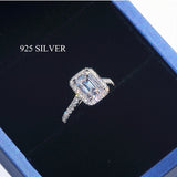 Handmade Silver Emerald cut 2ct Lab Diamond Engagement Wedding Ring