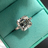 Handmade Silver Emerald cut 2ct Lab Diamond Engagement Wedding Ring