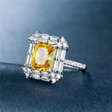 NEW Luxury Yellow Color Princess Cut AAA+ Quality CZ Diamonds Engagement Fashion Rings - Rings Universe