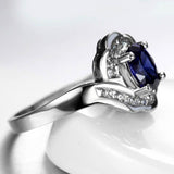 Graceful Luxury Geometry Blue Oval AAAA Lab Sapphire Gemstone New Design Ring - Rings Universe