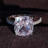 NEW ARRIVAL Luxury Cushion Cut Real silver color Designer AAA+ Quality CZ Diamonds Rings