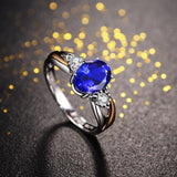Superb Classic 925 Silver Luxury AAAA Rings With Oval Lab Sapphire Gemstone - Rings Universe
