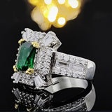 New Arrival Luxury Green Color Princess Cut Marvelous AAA+ Quality CZ Diamonds Ring