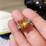 Gorgeous New Arrival Luxury Blue Yellow Color Rectangle AAA+ CZ Diamonds Fashion Rings - Rings Universe