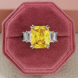 Excellent New Arrival Luxury Blue Yellow Color Rectangle AAA+ CZ Diamonds Fashion Rings - Rings Universe