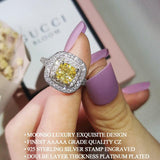 Dazzling New Luxury Yellow Color Cushion Cut AAA+ CZ Diamonds Fashion Rings - Rings Universe