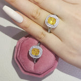 New Arrivals Stunning Pink Yellow Cushion Cut AAA+ Quality CZ Diamonds Luxury Rings