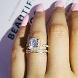 NEW ARRIVAL Fashion Gold color Silver color AAA+ Quality CZ Diamonds Bride Wedding ring set - Rings Universe