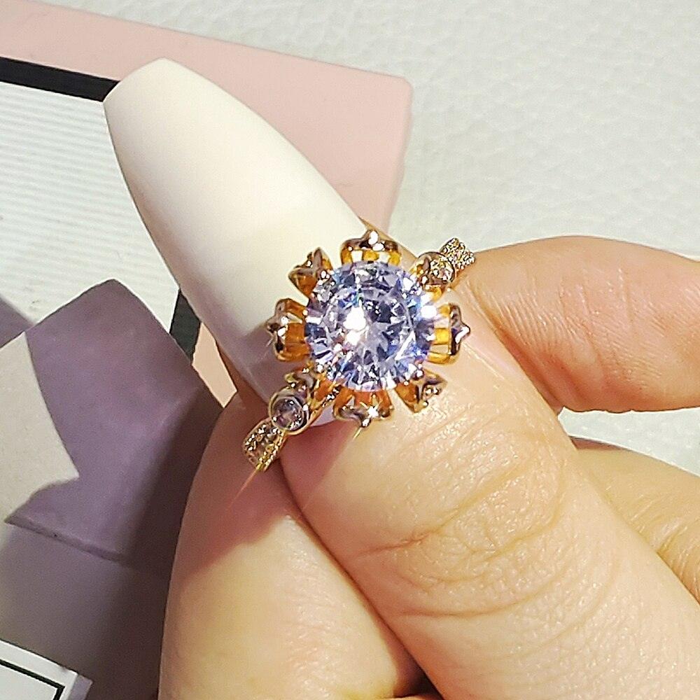 Indian Big Flower Open Ring Luxury Inlaid Zircon Fashion Jewelry Gift for  Women | eBay
