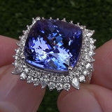 New Arrival Luxury Purple Color Cushion Cut Large AAA+ Quality CZ Diamonds Fashion Rings