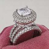 New Big Luxury Vintage Retro Silver Color Multicolor AAA+ Quality CZ Diamonds Fashion Rings