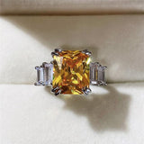 Gorgeous New Arrival Luxury Blue Yellow Color Rectangle AAA+ CZ Diamonds Fashion Rings - Rings Universe