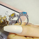 Gorgeous New Arrival Luxury Blue Yellow Color Rectangle AAA+ CZ Diamonds Fashion Rings - Rings Universe