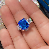 Gorgeous New Arrival Luxury Blue Yellow Color Rectangle AAA+ CZ Diamonds Fashion Rings - Rings Universe