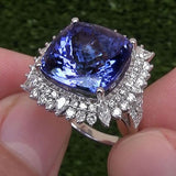 New Arrival Luxury Purple Color Cushion Cut Large AAA+ Quality CZ Diamonds Fashion Rings