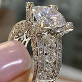 New Arrival - Luxury Halo silver color Round Cut Designer AAA+ Quality CZ Diamonds Rings