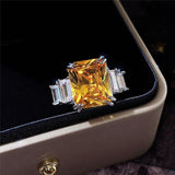 Gorgeous New Arrival Luxury Blue Yellow Color Rectangle AAA+ CZ Diamonds Fashion Rings - Rings Universe