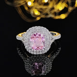 New Arrivals Stunning Pink Yellow Cushion Cut AAA+ Quality CZ Diamonds Luxury Rings